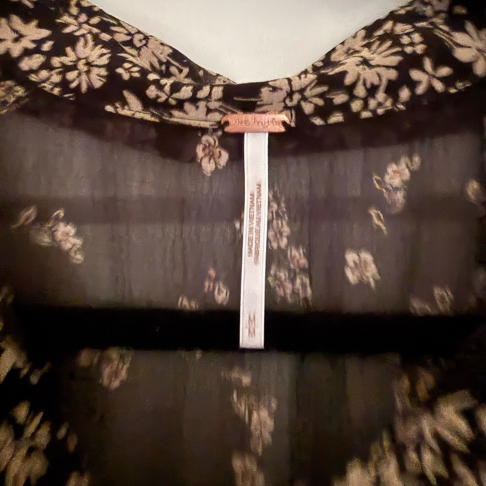Free People Sheer Floral Black Blouse - Picture 2 of 5